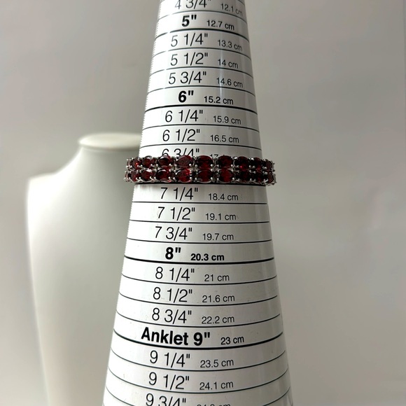 Sterling Silver 925 Garnet Tennis Bracelet - Picture 12 of 12